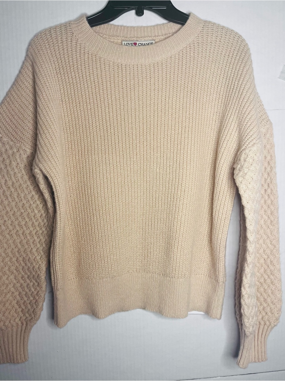 LOVE CHANCE Cream Crewneck Knit Sweater
